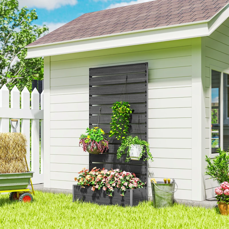 Outsunny Fioriera rialzata con graticcio 64 L in composito legno-plastica e alluminio