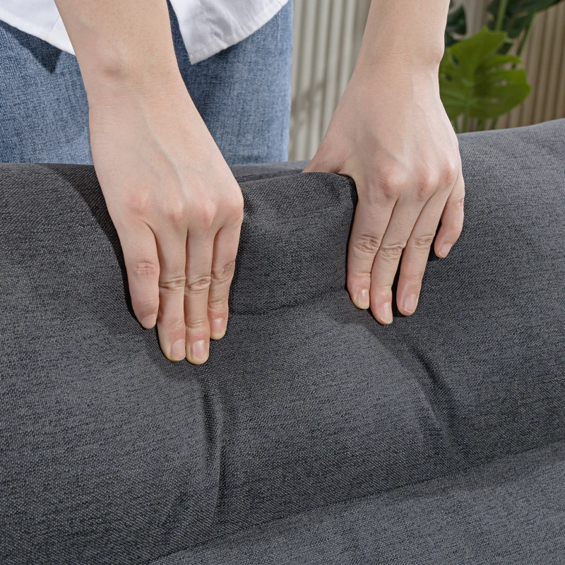 HOMCOM Pouf pieghevole con funzione letto con schienale reclinabile, fino a 120 kg, 70x72x56 cm, Grigio scuro