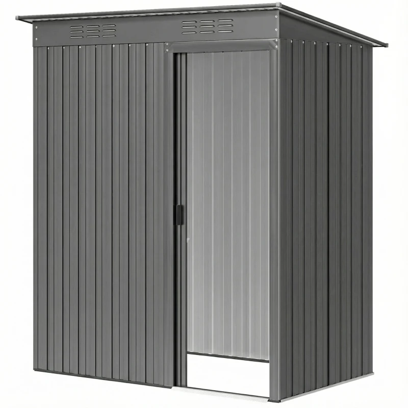 Outsunny 5 x 3.5ft Metal Garden Storage Shed with Effortless Assembly and 2 Pairs of Gloves, Waterproof Outdoor Shed, Light Grey