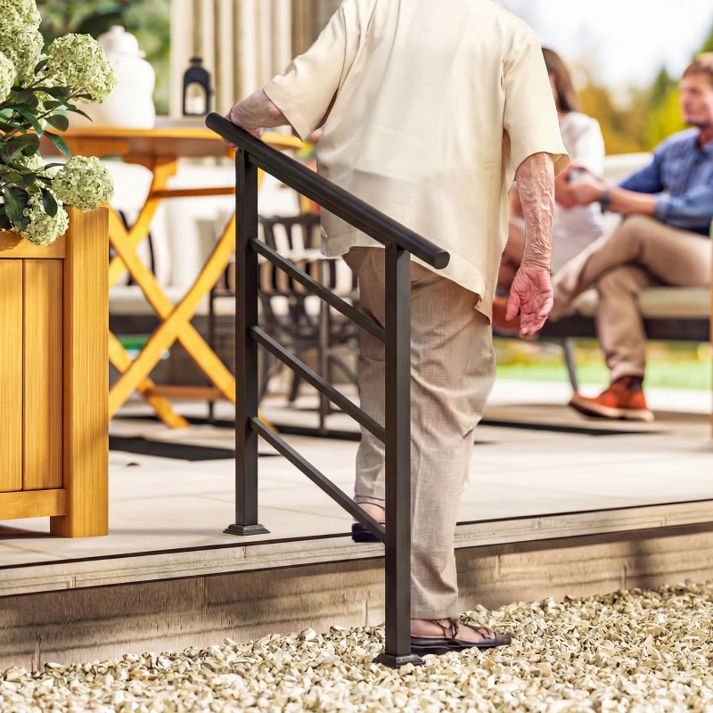 Outsunny Balustradă pentru scări 95 cm Mână curentă pentru scări cu kit de instalare Unghi reglabil pentru 1-3 trepte Negru