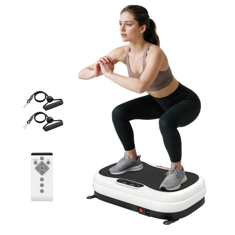 SPORTNOW Piattaforma Vibrante con 50 Velocità e 3 Programmi, Schermo LED e Telecomando, 52x34x14 cm, Nero e bianco