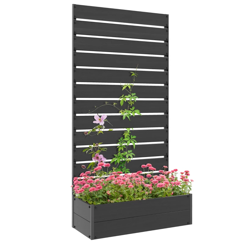 Outsunny Fioriera rialzata con graticcio 64 L in composito legno-plastica e alluminio