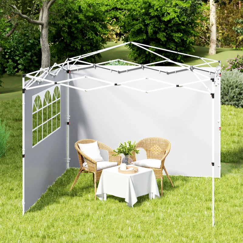 Outsunny Panouri laterale pentru tonelă 3 x 3 m set de 2 cu fereastră material Oxford alb