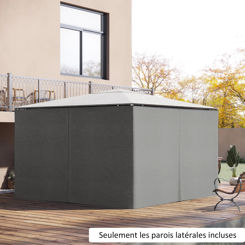 Outsunny 4 parois latérales pour pavillon de jardin tonnelle rigide 300 x 400 cm protéger de la pluie vent soleil gris