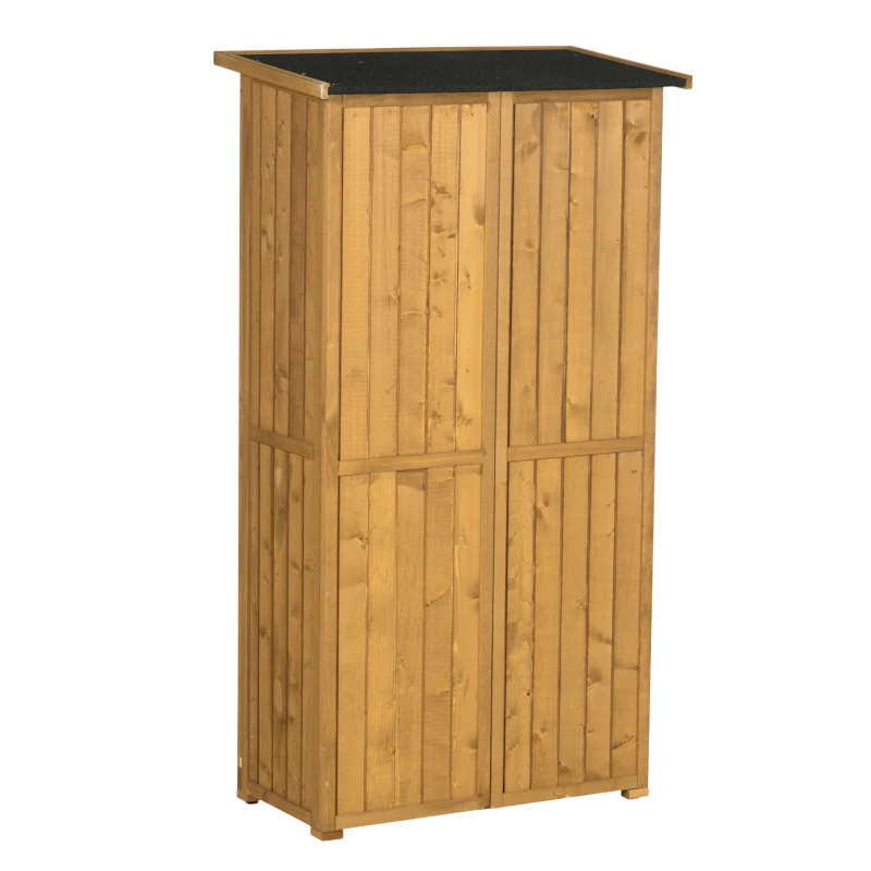 Outsunny Căsuță de Grădină din Lemn cu Acoperiș Impermeabil și 3 Rafturi, 87x46,5x160 cm, Lemn