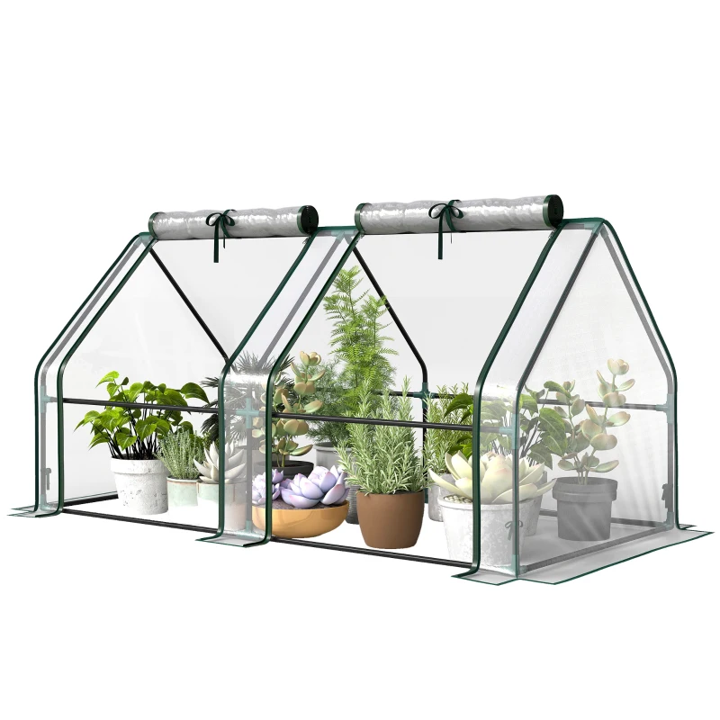 Outsunny Serra con finestra a cerniera e struttura in acciaio, 180x90x90 cm, Trasparente
