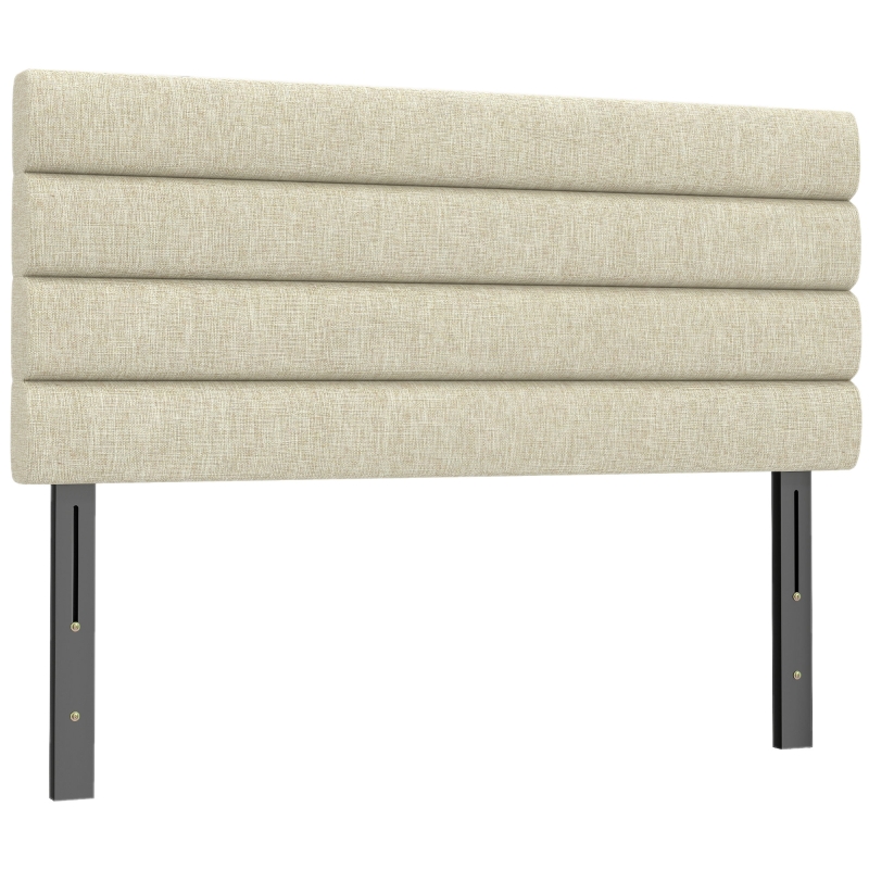 HOMCOM Cabecero de Cama 140 cm Tapizado en Lino Altura Ajustable de 3 Niveles 106/116/126 cm Montado a la Pared Beige