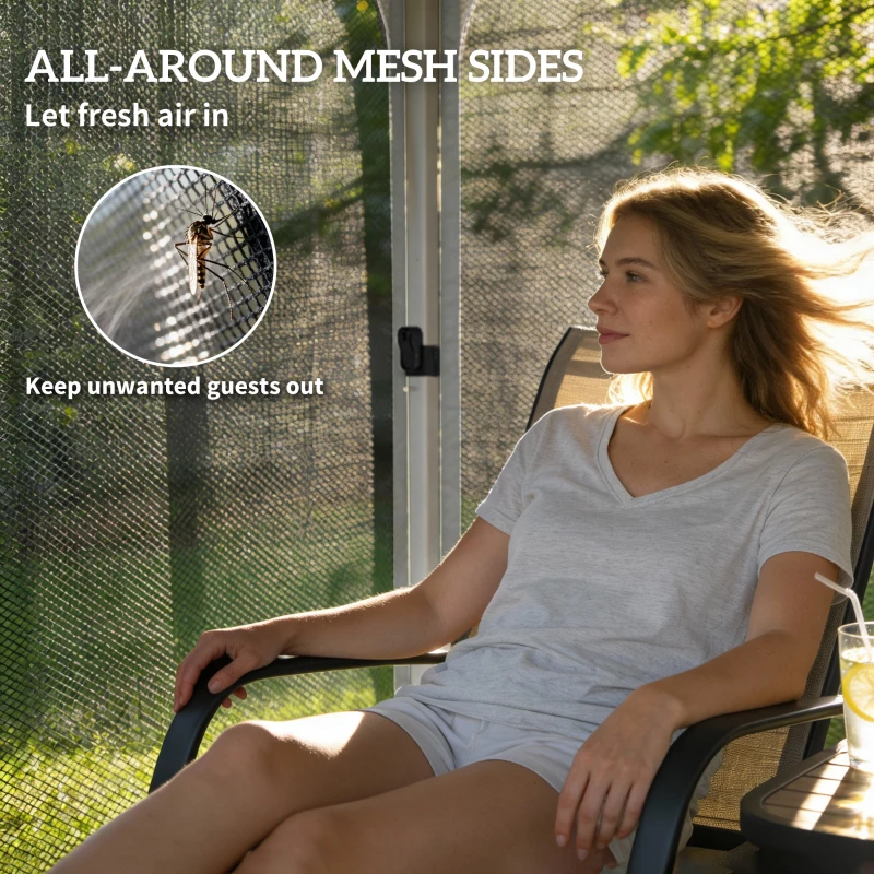 Outsunny 3 x 4.5 m Pop Up Gazebo with Mesh Nettings, UPF50+ Heavy Duty Outdoor Garden Party Tent Marquee, Black