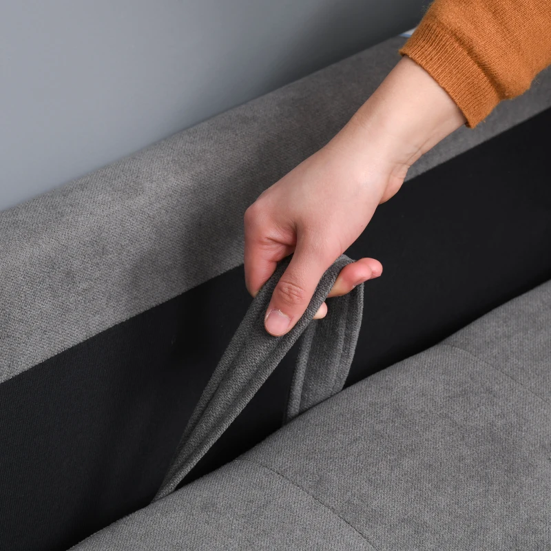 HOMCOM 2 Sitzer Sofa, Couch mit Stauraum, Holzbeine, Gepolsterter Polstersofa mit Samtoptik für Wohnzimmer, Schlafzimmer, 117x 62 x 78 cm, Grau