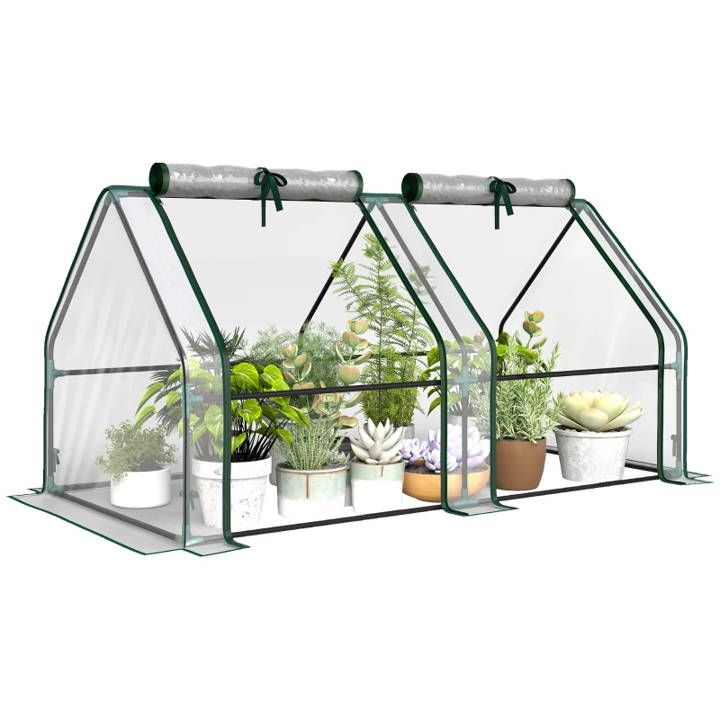 Outsunny Serra con finestra a cerniera e struttura in acciaio, 180x90x90 cm, Trasparente