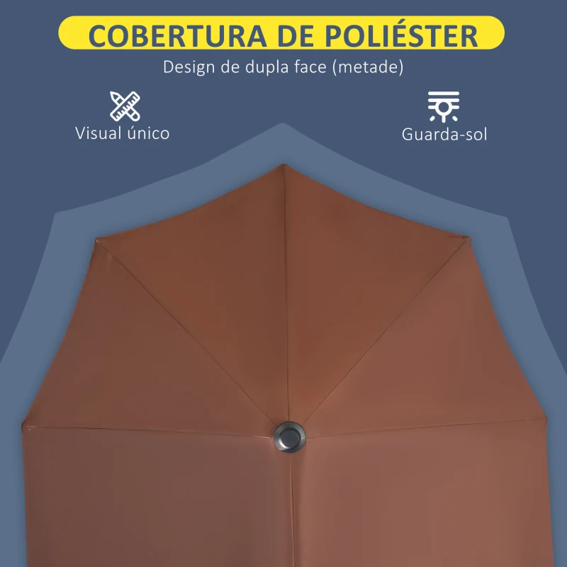 Outsunny Chapéu de Sol de Parede 200x190x240 cm com Manivela Poste de Aço e Base Cruzada Anti-UV para Terraço Varanda Castanho