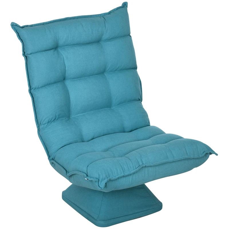 HOMCOM Poltrona Relax Girevole Effetto Velluto e Acciaio con Schienale Regolabile in 5 Posizioni, 62x70x95 cm, Blu