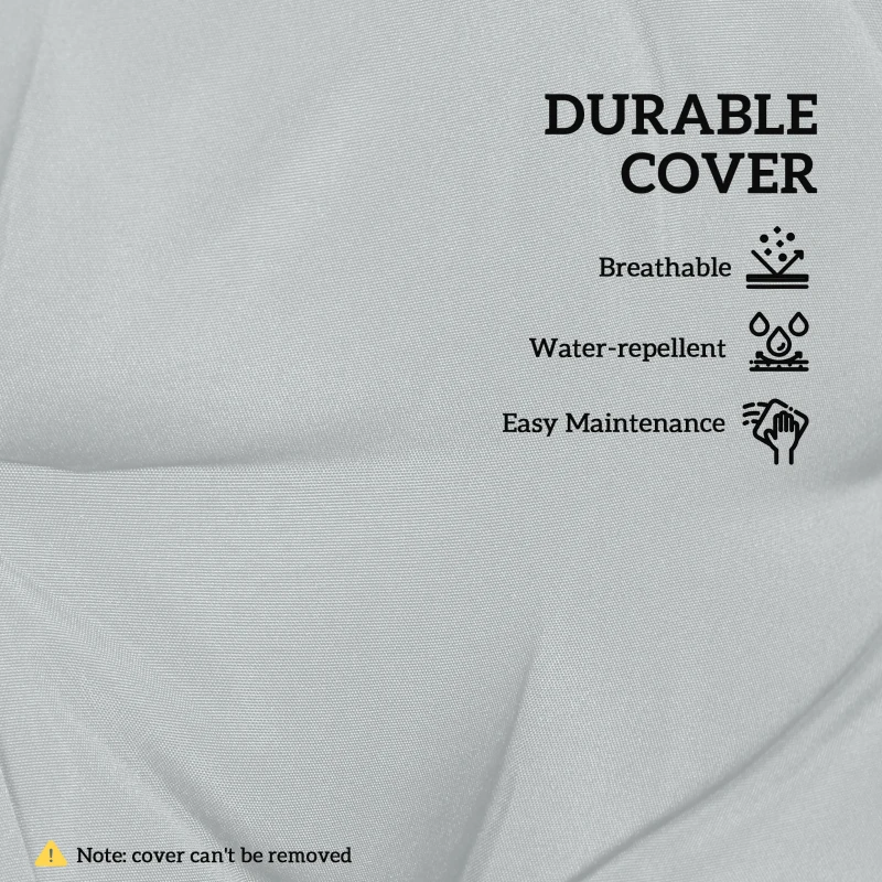 Outsunny Set of 4 Garden Seat Cushion with Ties, 42 x 42cm Replacement Dining Chair Seat Pad, Light Grey