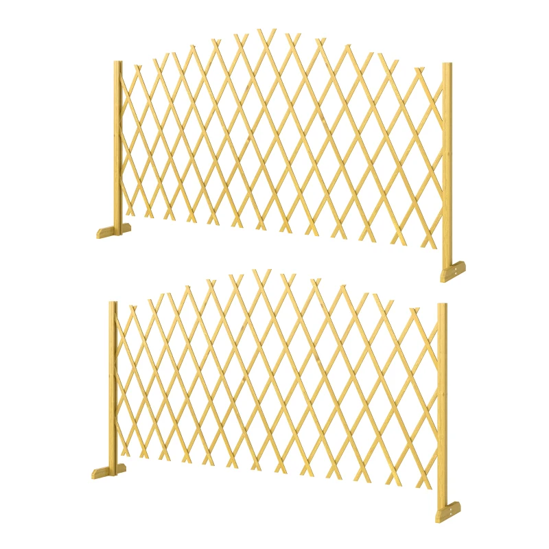 Outsunny Set de 2 Paneles de Vallas de Jardín Exterior Extensibles de Madera para Decoración Terraza 180x30x103 cm Natural