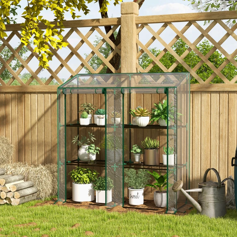 Outsunny 46 x 143cm Three-Shelf Mini Greenhouse - Clear