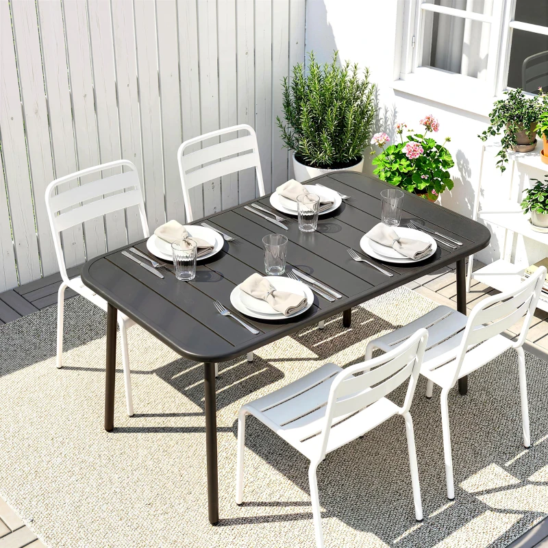 Outsunny Tavolo da giardino rettangolare per 4 persone, 120x70x72 cm, Grigio