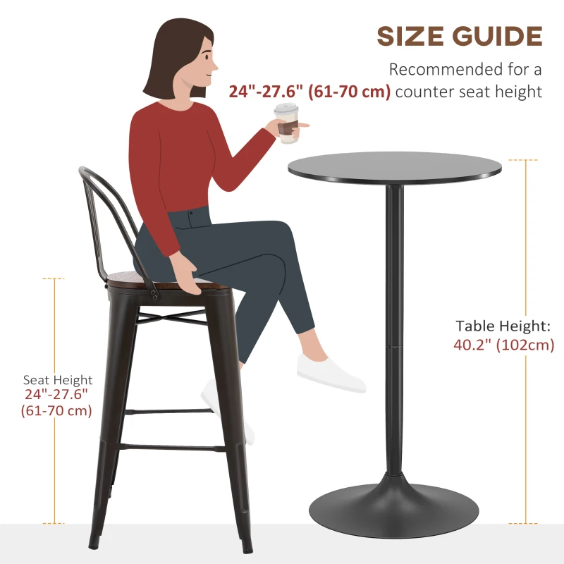 HOMCOM Stół barowy okrągły, 60 cm, wysokość 102 cm, do salonu