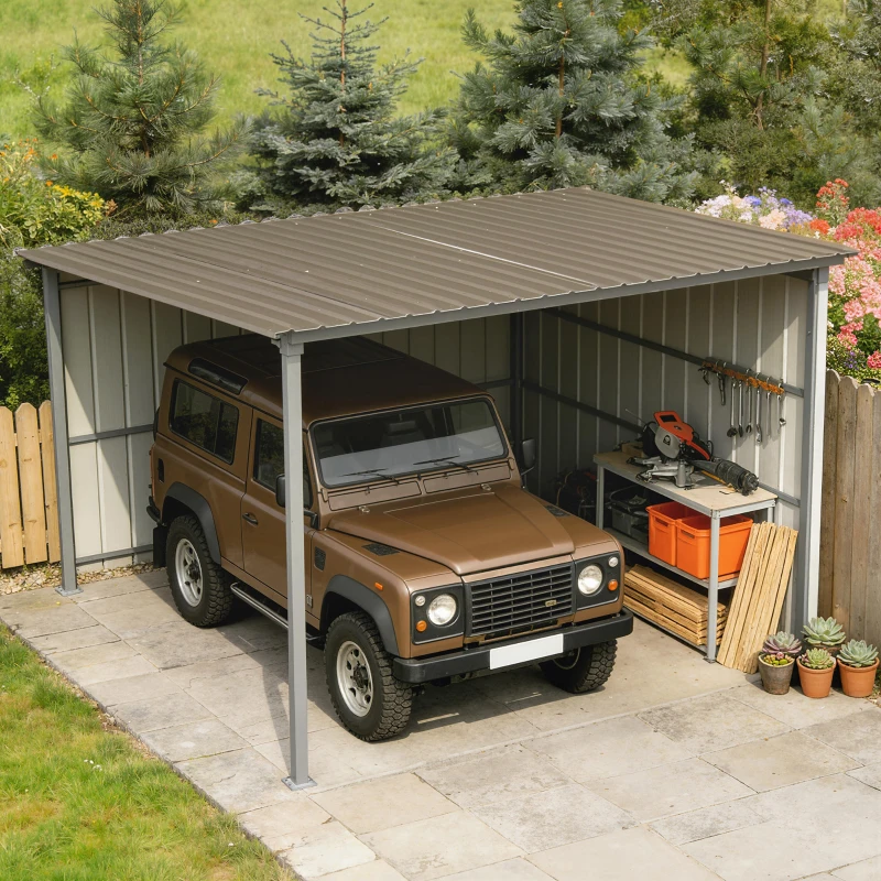 Outsunny Set de 12 Panouri pentru Acoperiș din Oțel Galvanizat 7m² pentru Căsuță de Unelte Șopron 129x45cm Maro