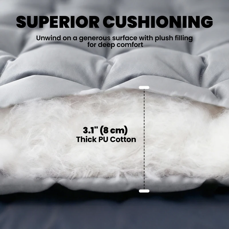 Outsunny Sleeping Mat, Foldable Camping Mattress Pad with Elastic Straps, Light Grey