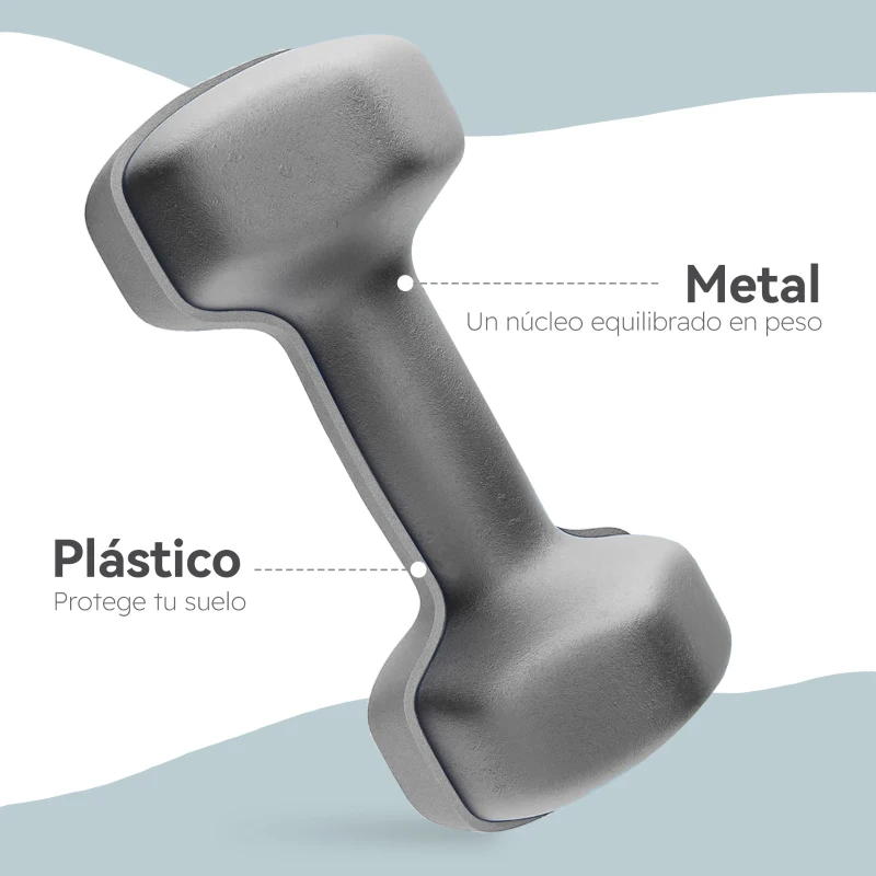 SPORTNOW Juego de 2 Mancuernas Hexagonales de 2 x 6 kg de Metal Recubiertas en Plástico para Entrenamiento en Casa Gimnasio Gris