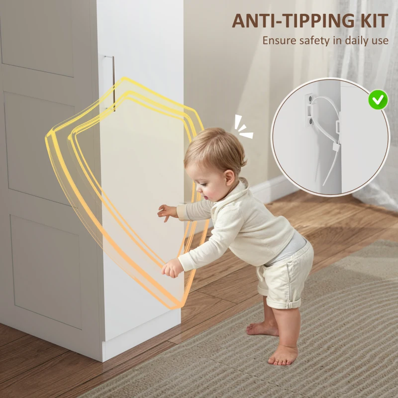 HOMCOM Single Bedroom Wardrobe with Shelf and Hanging Rail, Modern Clothes Storage Cupboard with Soft-Close Door for Bedroom, White