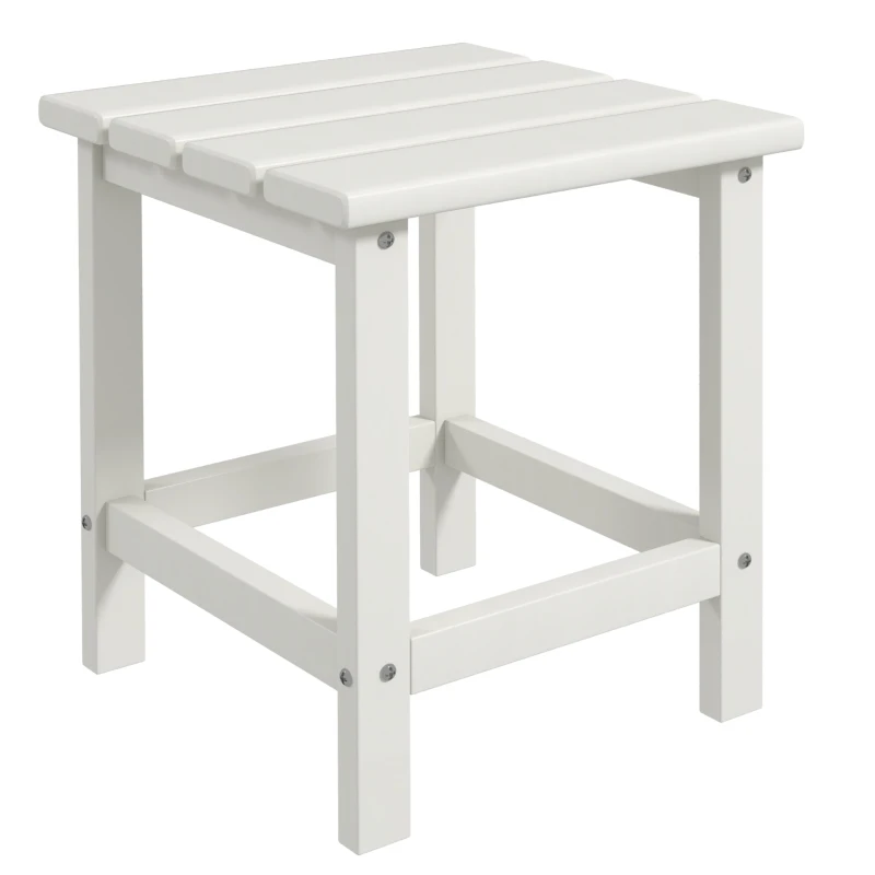 Outsunny Square Coffee Table, HDPE Tabletop and Frame for Porch, Garden, Side Table, 38 x 38 x 46 cm, White