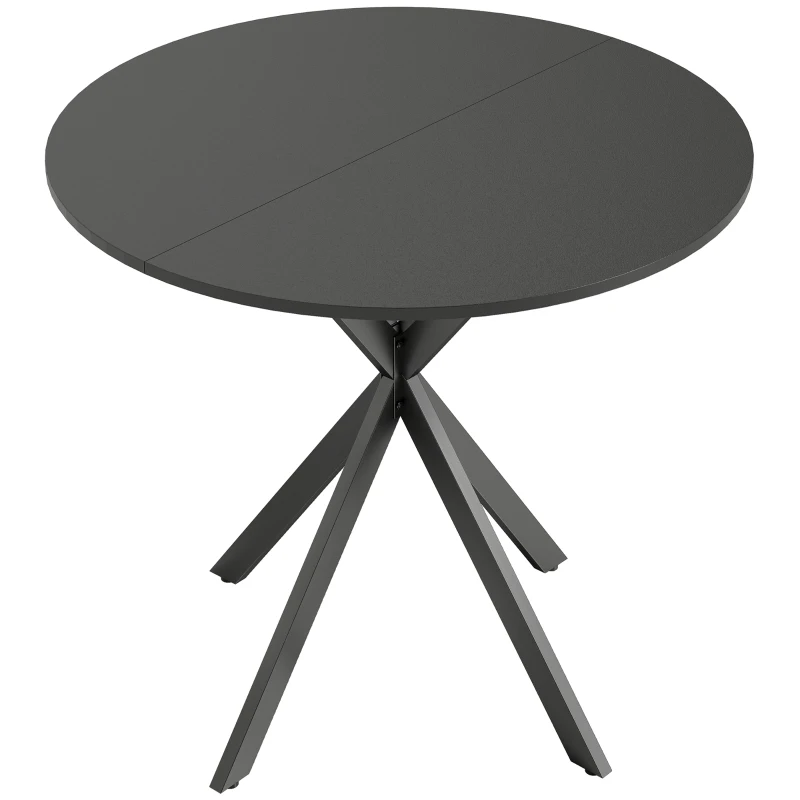 HOMCOM Table de cuisine ronde, 80 cm, plateau compact, panneau de particules, métal, Noir