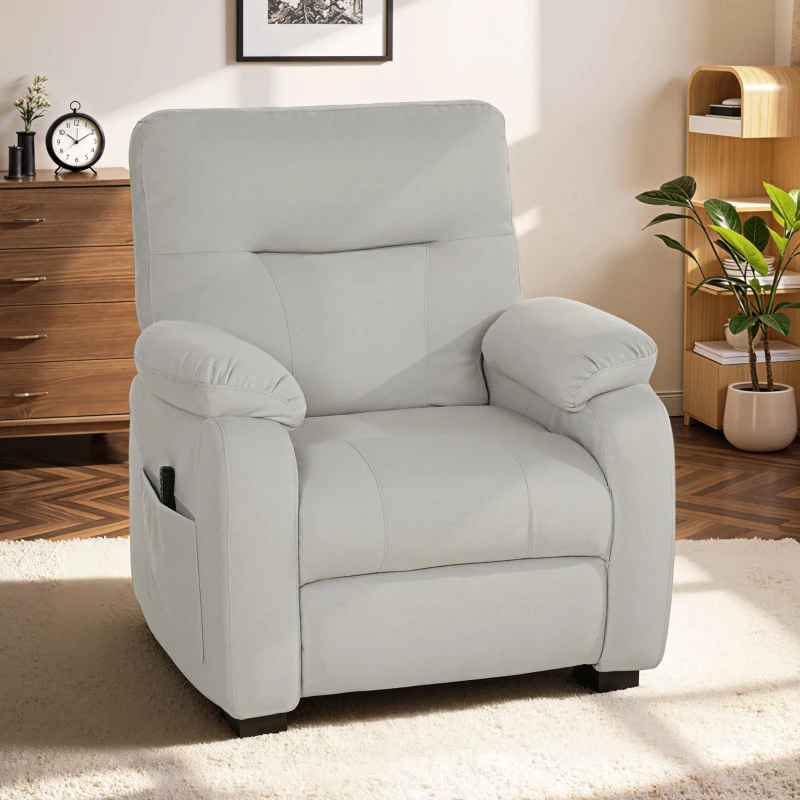HOMCOM Poltrona relax elettrica reclinabile con USB, poggiapiedi e telecomando, crema