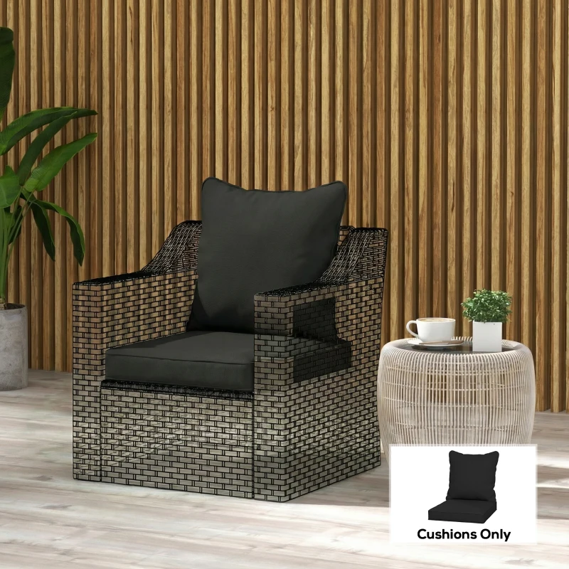 Outsunny Seat and Back Padded Cushion Set, CUSHION ONLY - Black