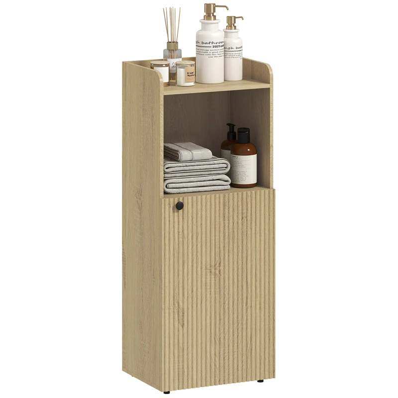 HOMCOM Mobile bagno per nicchia con anta e ripiano aperto regolabile, 40x31x104 cm, Rovere giallo