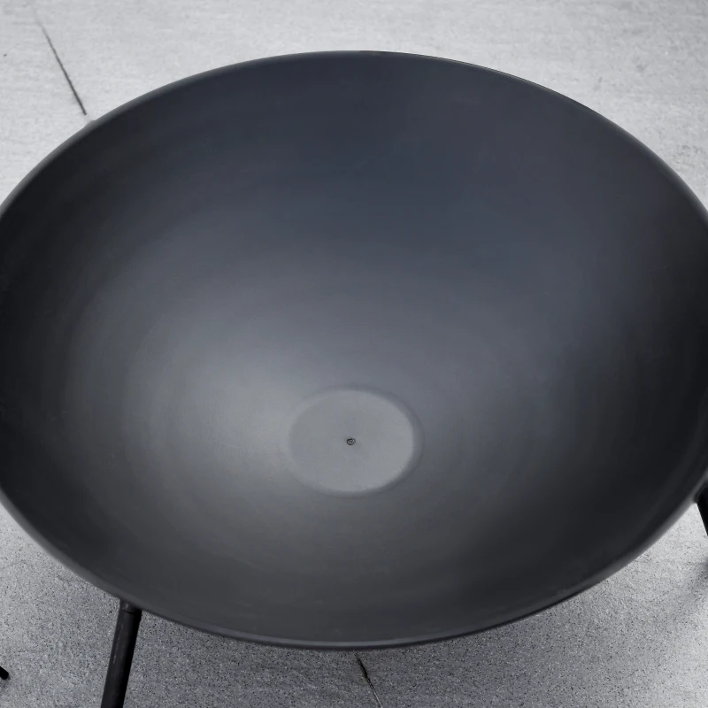 Outsunny Outdoor Fire Pit, Portable Round Firepit with Poker, for Garden, Camping, Bonfire, Picnic, Dia. 47 x 21 cm, Black