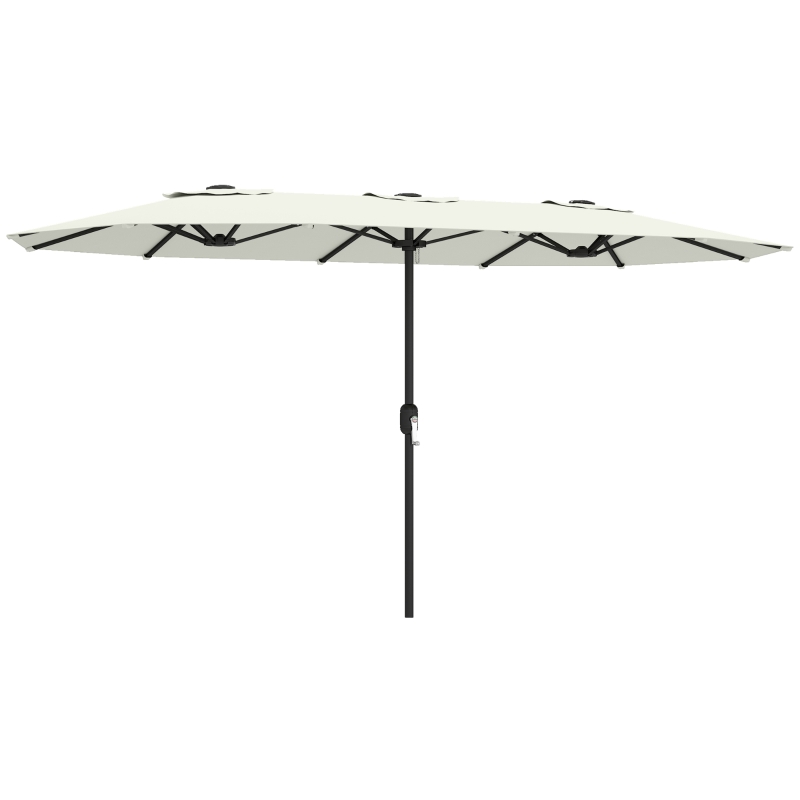 Outsunny Umbrelă de grădină exterioară, umbrelă dublă mare 4,6 m cu manivelă și protecție UV50+, husă de protecție, crem