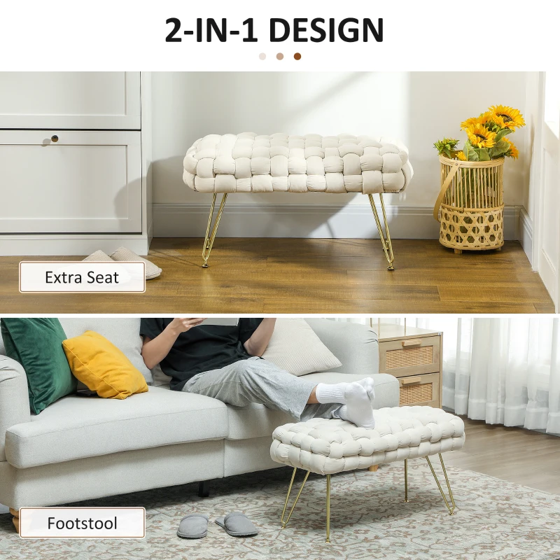 HOMCOM Pufa welurowa, siedzisko, podnóżek, stylowy design