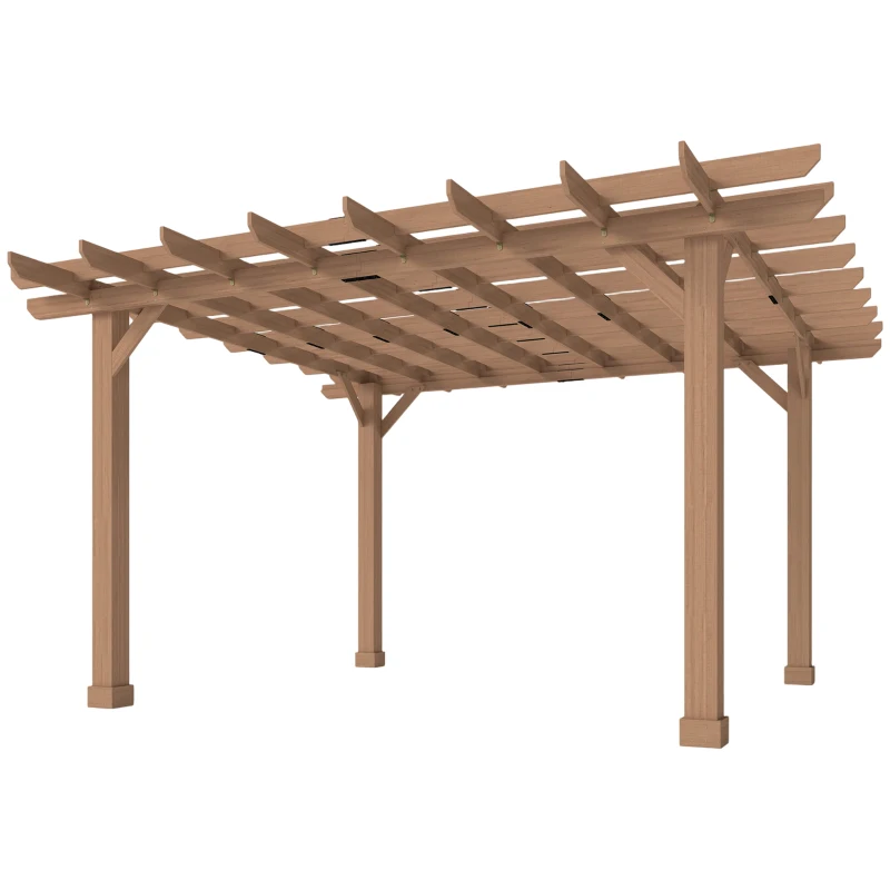 Outsunny Graden Pergola Kit, Wooden Pergola Gazebo Grape Trellis with Stable Structure, 3.6 x 3.6m, Dark Brown