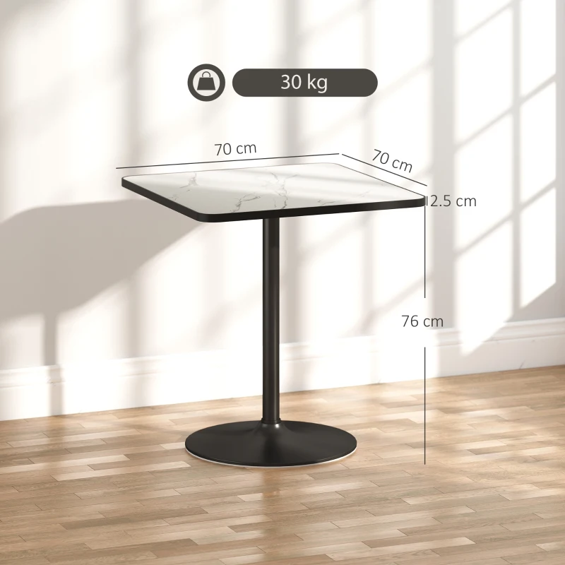 HOMCOM Tavolo quadrato da cucina per 4 persone, in effetto marmo, 70x70 cm, bianco