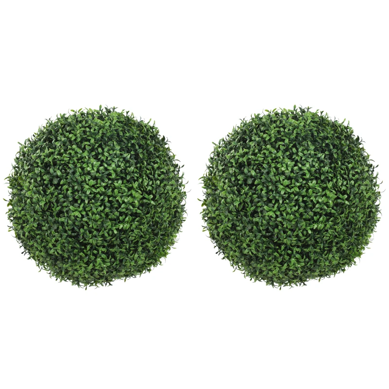 HOMCOM Conjunto de 2 bolas de buxo artificiais em vaso, resistentes aos UV, 42 cm, para decoração interior/exterior