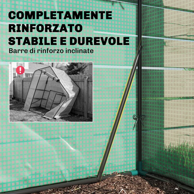 Outsunny Serra da Giardino 143 x 73 x 195 cm con Scaffale a 2 Ripiani, Verde