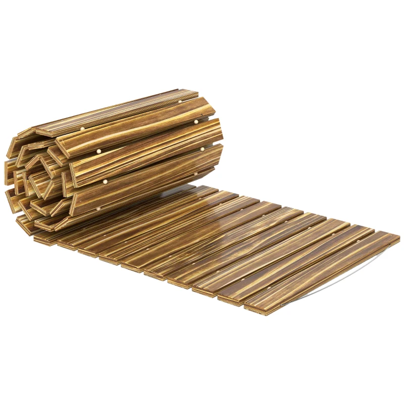 Outsunny Drum de grădină din lemn 120x38 cm Pasarelă dreaptă rulabilă pentru exterior Rezistent la intemperii Carbonizat