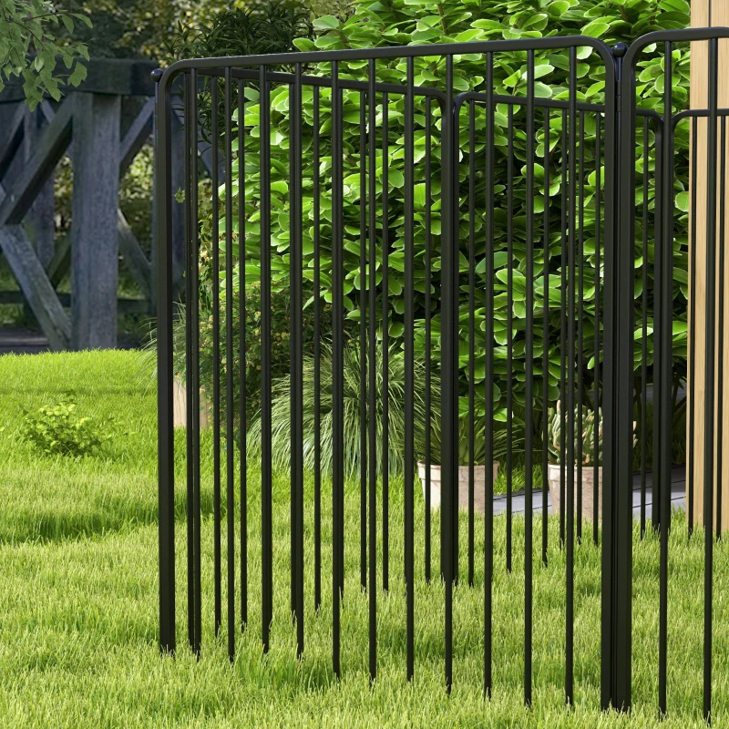 PawHut Enclos pour chiens à 8 panneaux modulables intérieur et extérieur avec 9 piquets, en acier, 164x164x100 cm, Noir