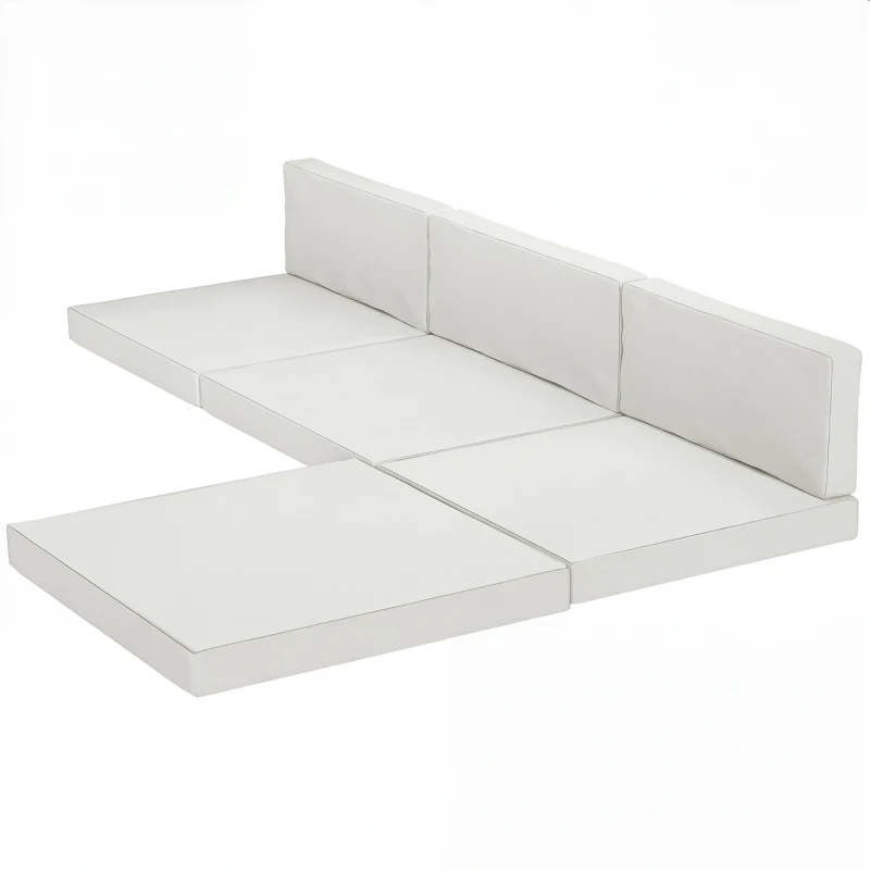 Outsunny 7-Piece Patio Furniture Cushions, Outdoor Loveseat Cushion with Removable Covers for Rattan Furniture, 60x60 cm, Cream