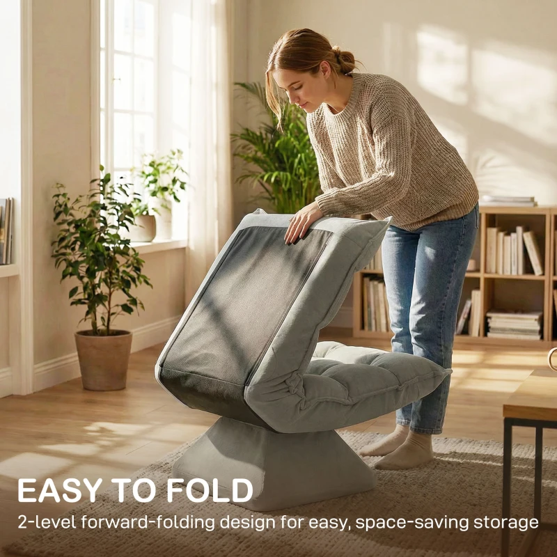 HOMCOM Fotel relaksacyjny, obrotowy, eko-skóra, 62 cm x 70 cm x 95 cm, jasnoszary