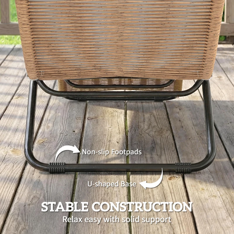 Outsunny Leżanka rattanowa w kształcie litery S z poduszką, oddychająca powierzchnia, stalowa rama