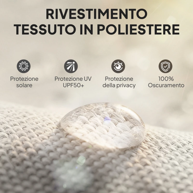 Outsunny Tenda a Rullo Avvolgibile in Poliestere Anti-UV con Cassetta in Alluminio e Manovella, 250x160 cm, Bianco Crema