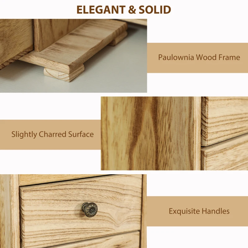 HOMCOM 4-Tier Wooden Jewelry Box for Women, Large Jewelry Organiser with Mirror and 2 Drawers for Rings Earrings Necklaces Bracelets, Brown