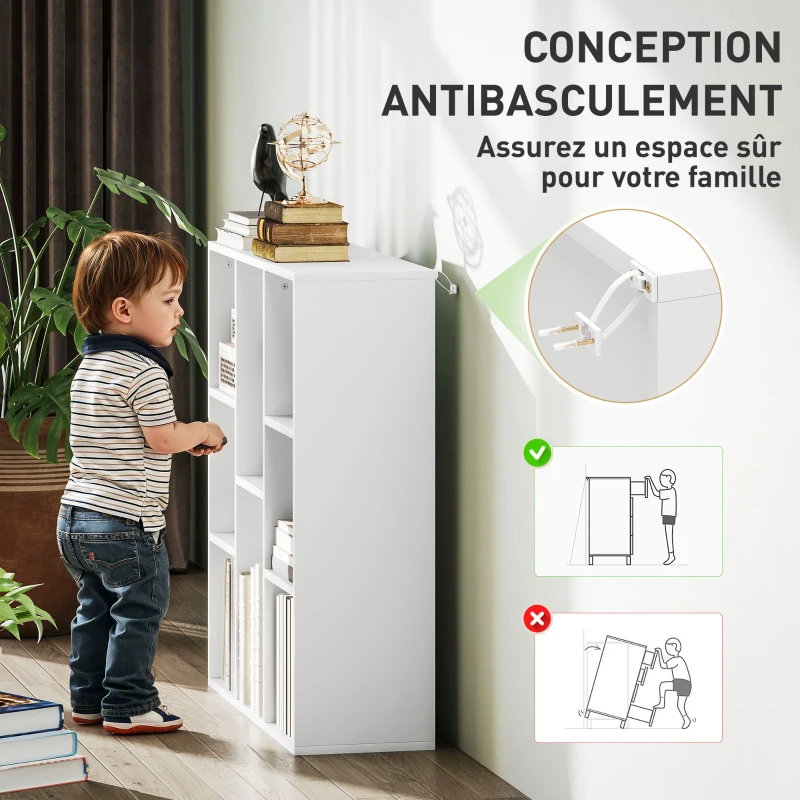 HOMCOM Bibliothèque étagère de rangement 8 compartiments, pour salon chambre à coucher bureau, 74,3x24x80cm, blanc