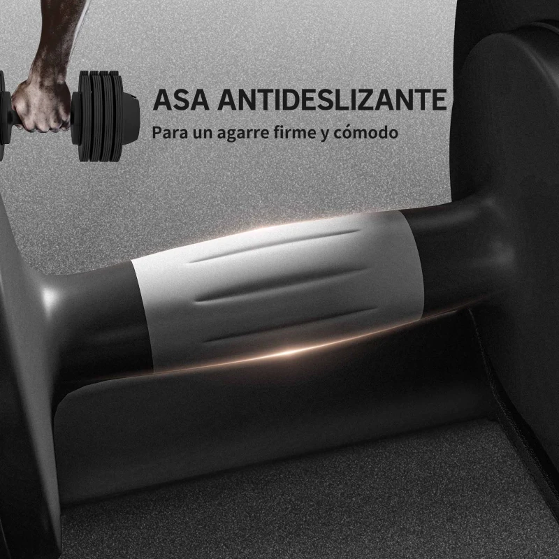 SPORTNOW Mancuerna Ajustable 4 en 1 10 kg Ajuste Rápido de Peso con Base de Almacenaje Mango Antideslizante para Gimnasio en Casa