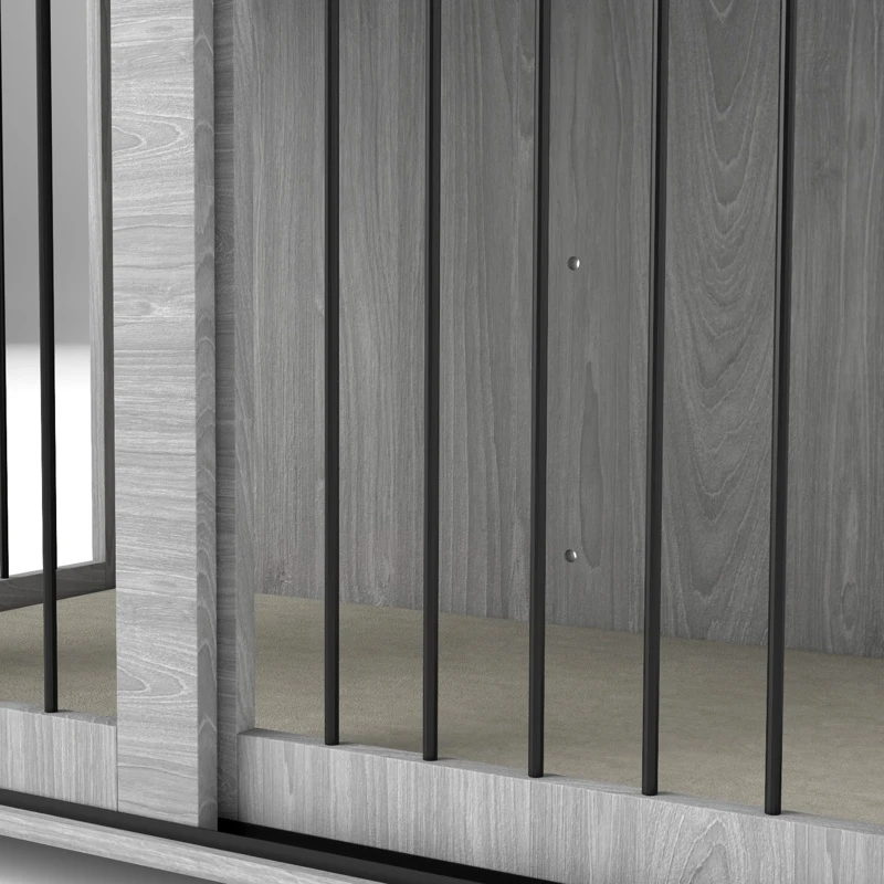 PawHut 98cm Dog Crate Furniture with Removable Cushion for Large Dogs - Grey