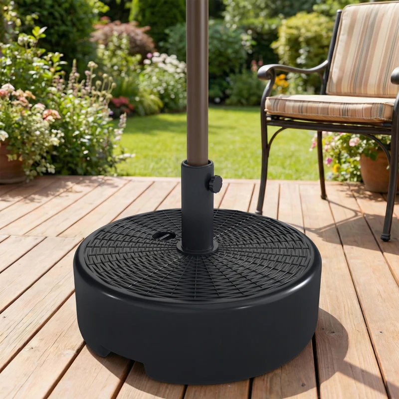 Outsunny Patio Umbrella Base 22kg Sand Filled Garden Parasol Stand forfor 38mm/48mm Poles, Black