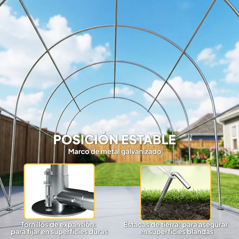 Outsunny Garaj Exterior pentru Mașină 3x6 m Impermeabil cu Țesătură PE Rezistentă Cadru Metal Galvanizat UPF 30+ Alb