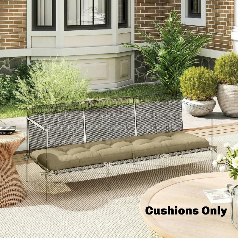 Outsunny Sun Lounger Cushion, Memory Foam Patio Chair Cushion with Ties, Outdoor Seat Pad Fits 190 x 60 cm Lounger, Sand